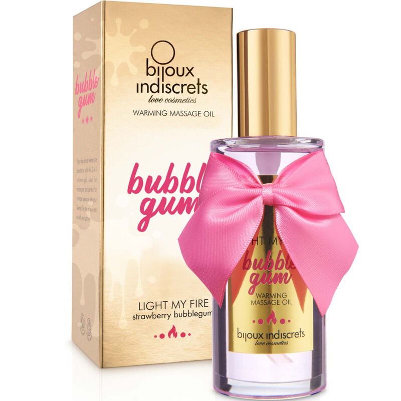 BIJOUX - INDISCRETS LIGHT MY FIRE HUILE DE MASSAGE EFFET CHALEUR SAVEUR BUBBLE GUM