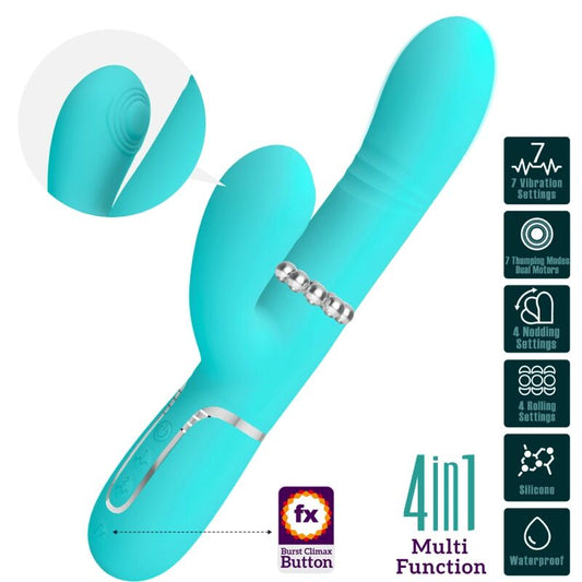 PRETTY LOVE - VIBRATEUR POINT G MULTIFONCTION AQUA GREEN