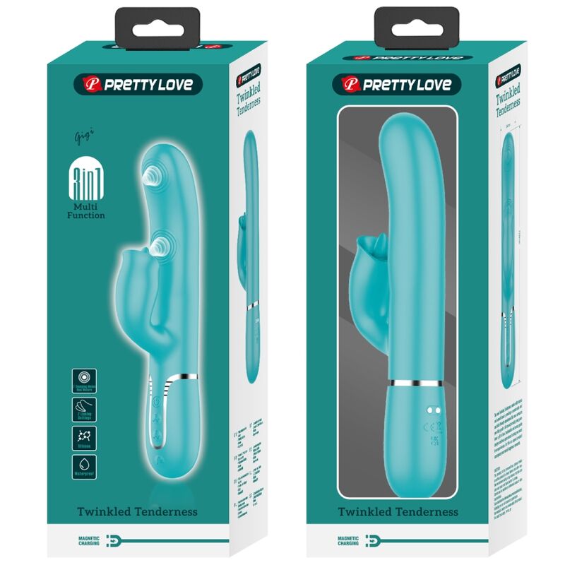 PRETTY LOVE - AQUA GREEN LICKING RABBIT VIBRATOR