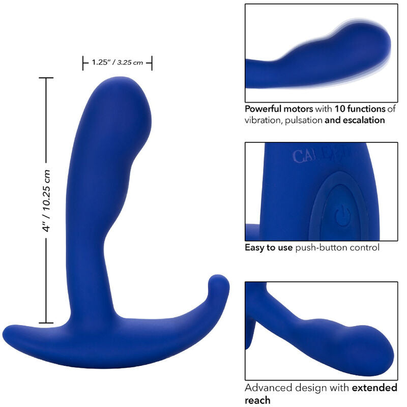 CALEXOTICS - STIMULATEUR ET VIBRATEUR ANAL COURBÉ BLEU ADMIRAL