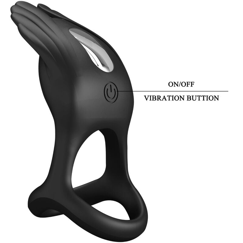PRETTY LOVE - ANNEAU VIBRANT SILAS 7 VIBRATIONS SILICONE NOIR