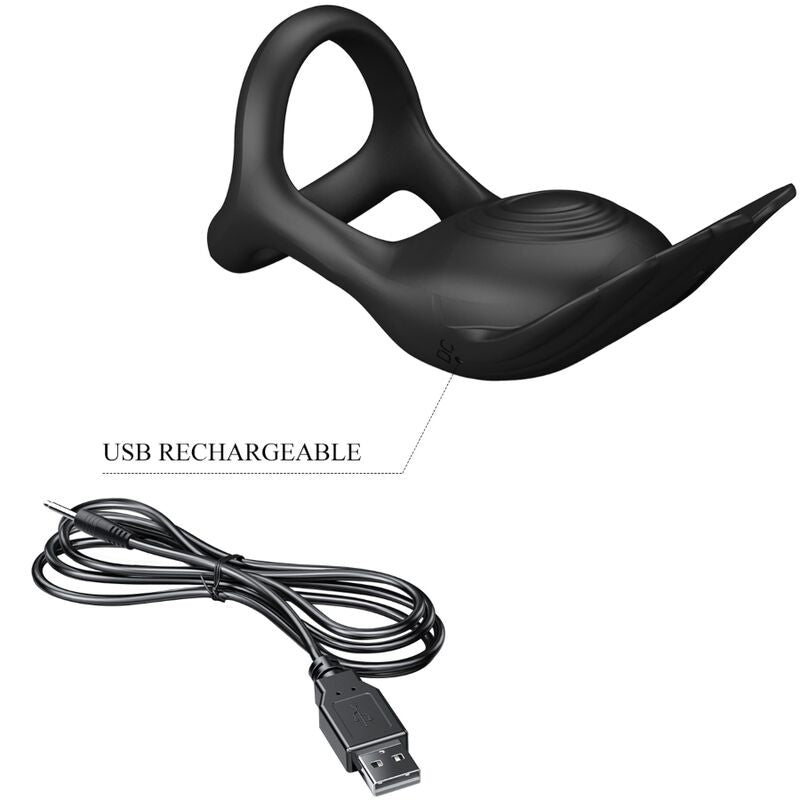 PRETTY LOVE - ANNEAU VIBRANT SILAS 7 VIBRATIONS SILICONE NOIR