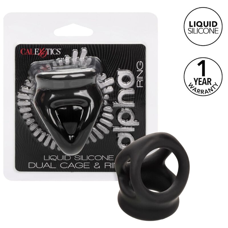 CALEXOTICS - BAGUE DOUBLE CAGE ALPHA NOIRE