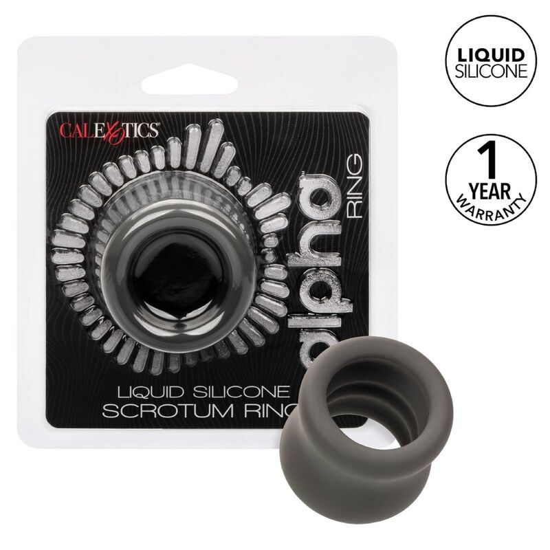 CALEXOTICS - ANNEAU D'EXTENSION DOUBLE SCROTUM ALPHA NOIR