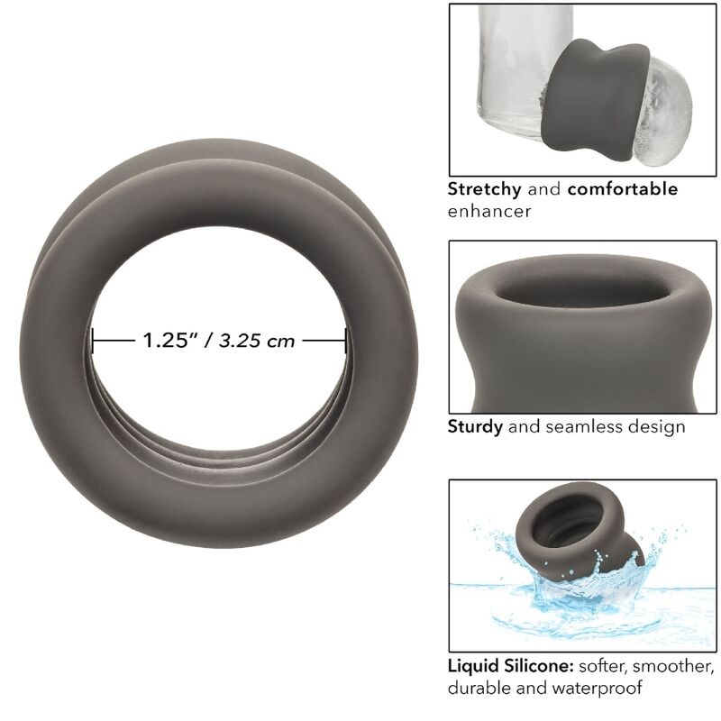 CALEXOTICS - ANNEAU D'EXTENSION DOUBLE SCROTUM ALPHA NOIR