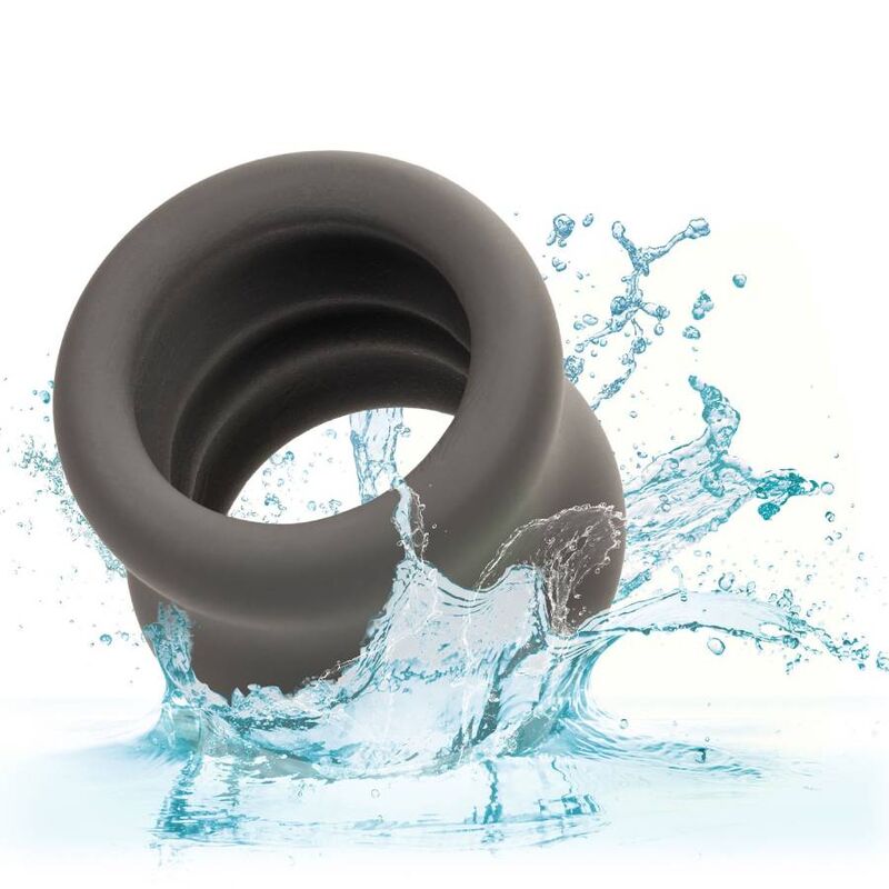CALEXOTICS - ANNEAU D'EXTENSION DOUBLE SCROTUM ALPHA NOIR