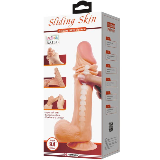 PRETTY LOVE - SÉRIE PEAU COULISSANTE GODE RÉALISTE AVEC VENTOUSE PEAU COULISSANTE 24 CM