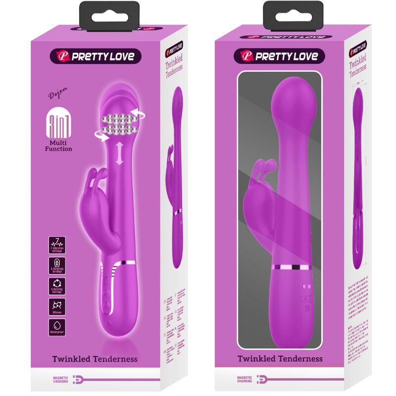 PRETTY LOVE - DEJON 3-IN-1 MULTIFUNCTION RABBIT VIBRATOR VIOLET