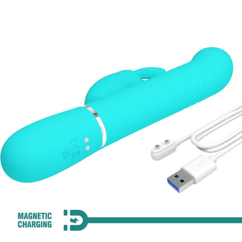 PRETTY LOVE - COALE RABBIT VIBRATOR WITH WATER GREEN PEARLS