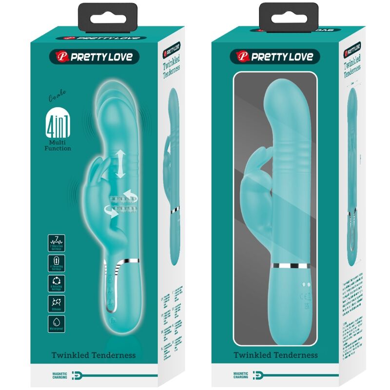 PRETTY LOVE - COALE RABBIT VIBRATOR WITH WATER GREEN PEARLS
