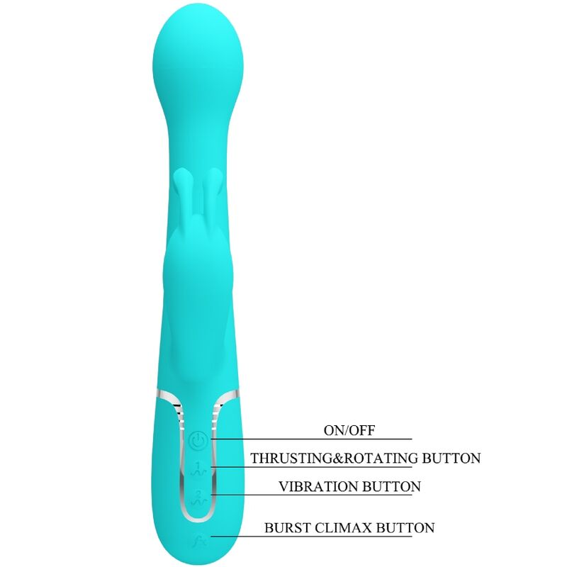 PRETTY LOVE - DEJON 3-IN-1 MULTIFUNCTION RABBIT VIBRATOR AQUA GREEN