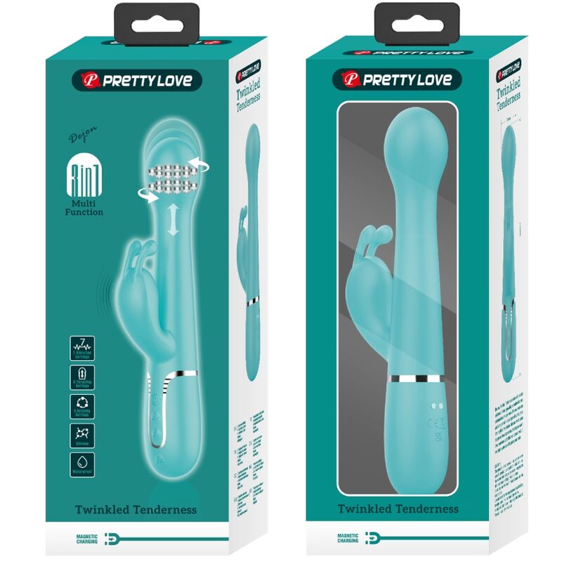 PRETTY LOVE - DEJON 3-IN-1 MULTIFUNCTION RABBIT VIBRATOR AQUA GREEN