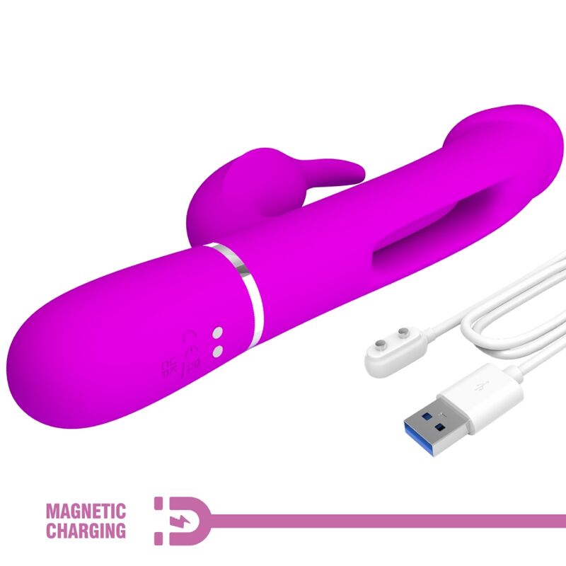 PRETTY LOVE - KAMPAS 3-IN-1 MULTIFUNCTION RABBIT VIBRATOR WITH FUCHSIA TONGUE