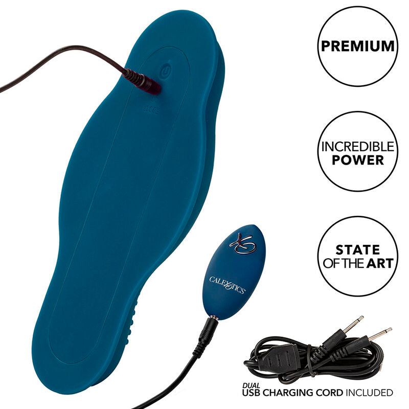 CALEXOTICS - RIDER DOUBLE MOTEUR MASSAGER TÉLÉCOMMANDE BLEU
