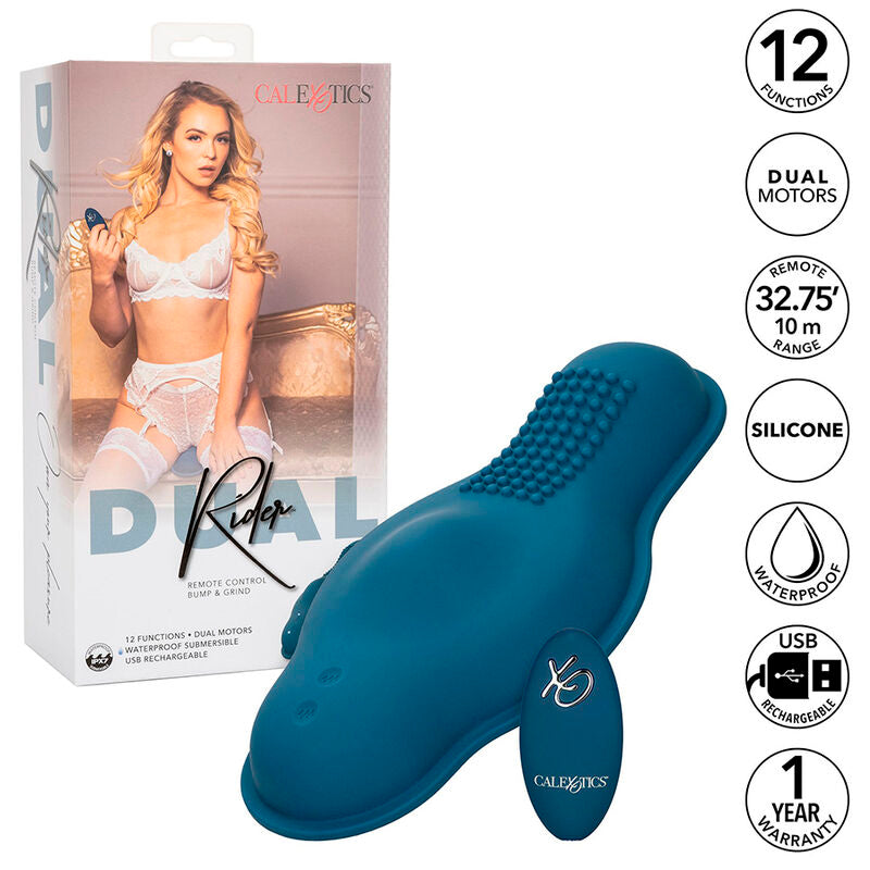 CALEXOTICS - RIDER DOUBLE MOTEUR MASSAGER TÉLÉCOMMANDE BLEU