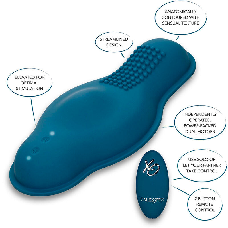 CALEXOTICS - RIDER DOUBLE MOTEUR MASSAGER TÉLÉCOMMANDE BLEU