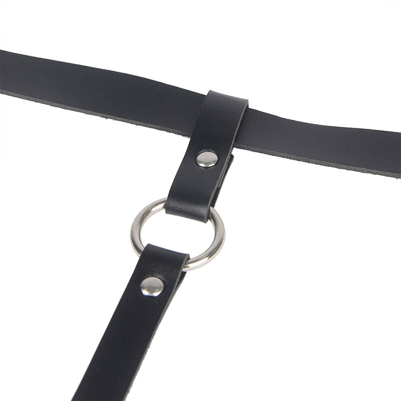 SUBBLIME - HARNAIS DE JAMBE EN CUIR NOIR À CHAÎNE TAILLE UNIQUE