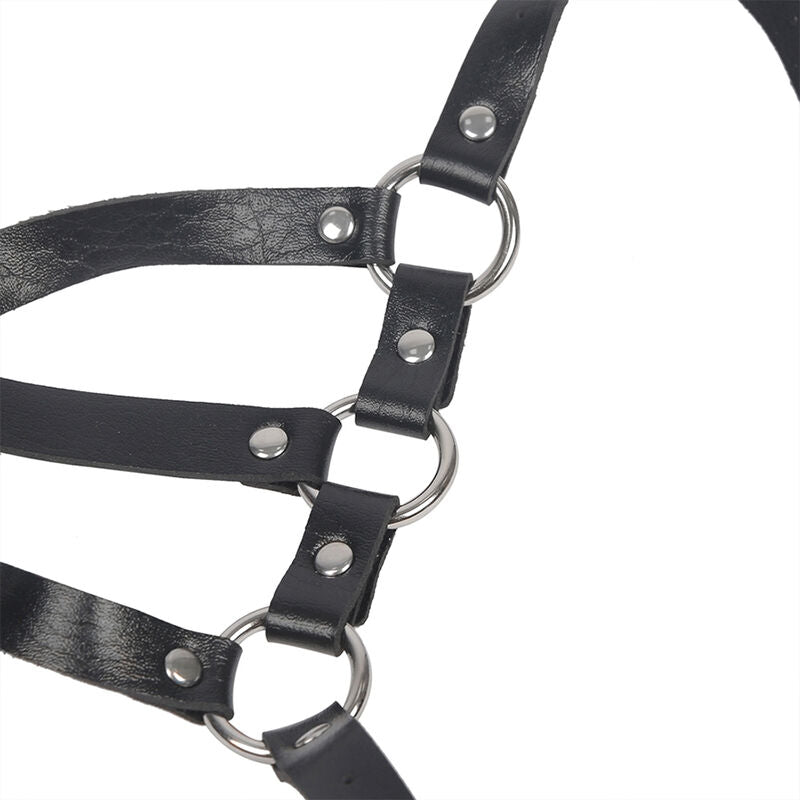 SUBBLIME - HARNAIS CORPOREL À BRETELLES RÉGLABLES EN CUIR NOIR TAILLE UNIQUE