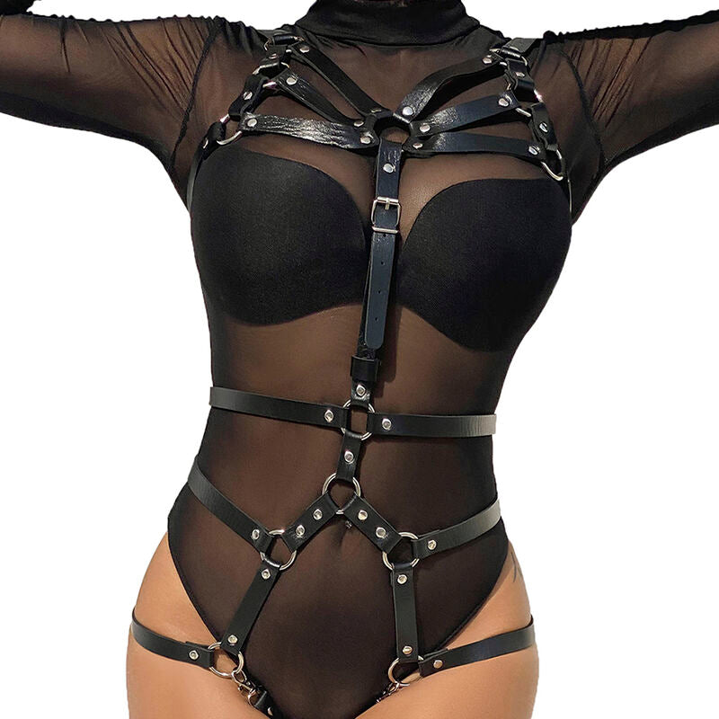 SUBBLIME - HARNAIS CORPOREL À BRETELLES RÉGLABLES EN CUIR NOIR TAILLE UNIQUE