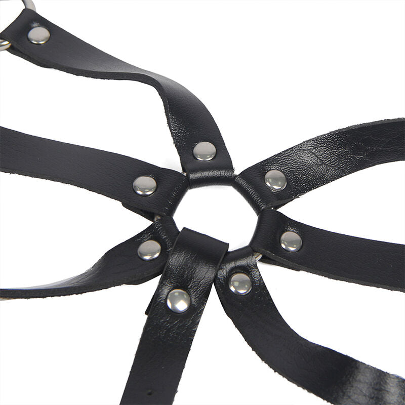 SUBBLIME - HARNAIS CORPOREL À BRETELLES RÉGLABLES EN CUIR NOIR TAILLE UNIQUE