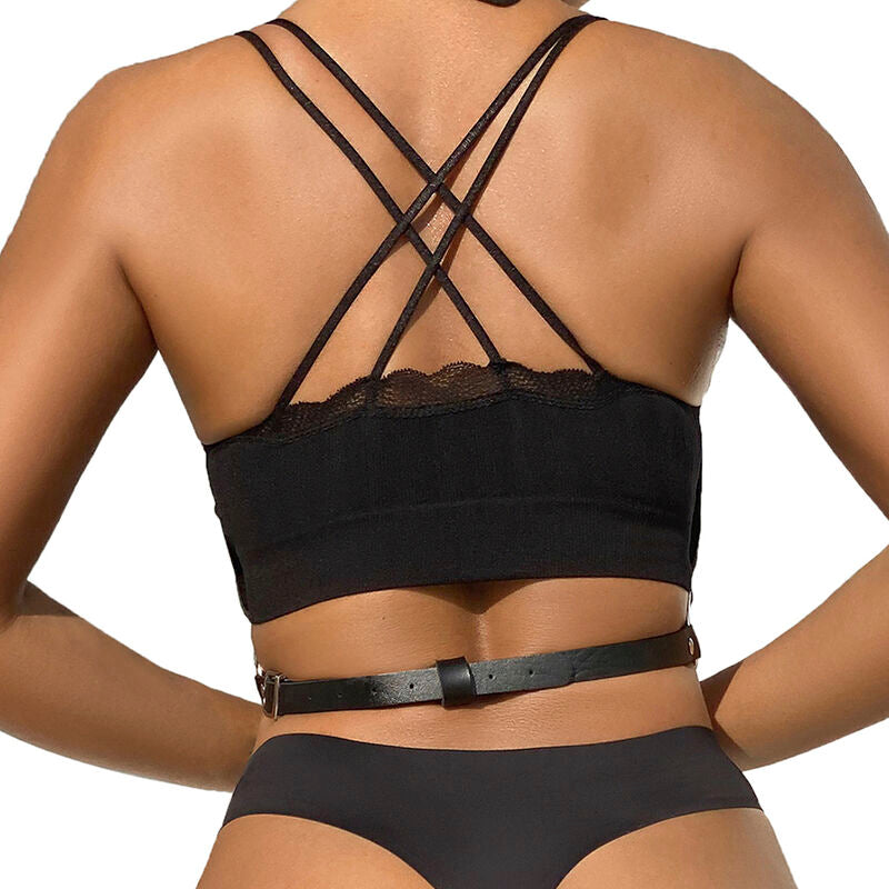 SUBBLIME - HARNAIS DE POITRINE CHAÎNE CUIR NOIR TAILLE UNIQUE