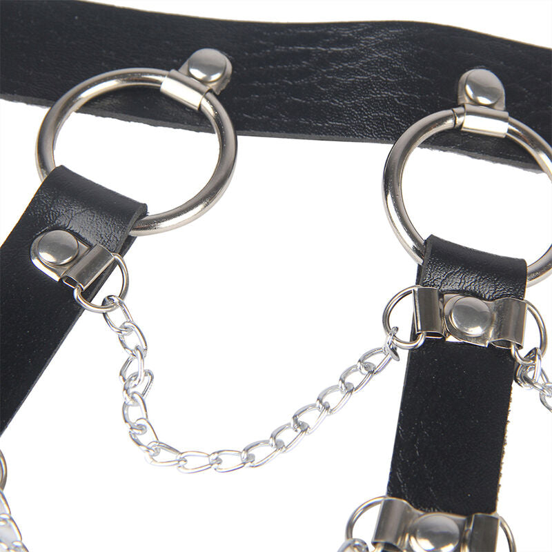 SUBBLIME - HARNAIS DE POITRINE CHAÎNE CUIR NOIR TAILLE UNIQUE