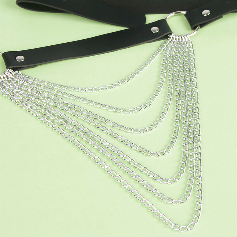 SUBBLIME - CEINTURE CHAÎNE EN CUIR NOIR TAILLE UNIQUE