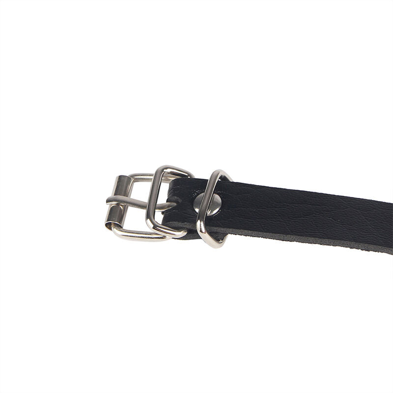 SUBBLIME - CEINTURE CHAÎNE ANNEAU EN CUIR NOIR TAILLE UNIQUE
