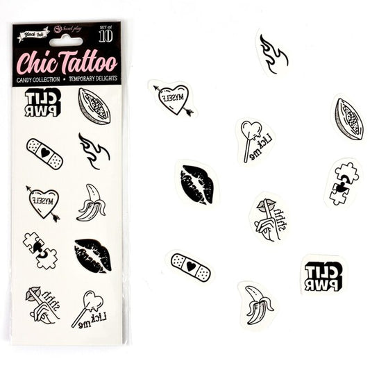 SECRET PLAY - LOT DE 10 TATOUAGES TEMPORAIRES COLLECTION CANDY