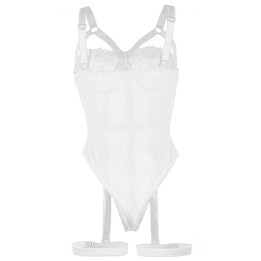SUBBLIME - TEDDY WITH GARTER BELT AND STRAPS DETAIL ON THE CHEST WHITE S/M