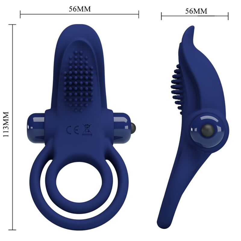 PRETTY LOVE - BAGUE DOUBLE BRONSON AVEC VIBRATION BLEUE