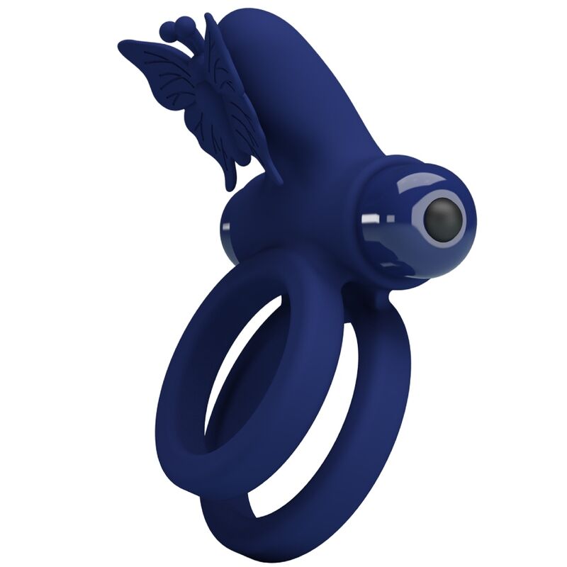 PRETTY LOVE - JAMELE DOUBLE ANNEAU AVEC VIBRATION ET STIMULATEUR PAPILLON BLEU