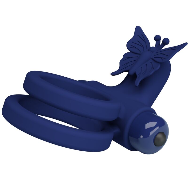 PRETTY LOVE - JAMELE DOUBLE ANNEAU AVEC VIBRATION ET STIMULATEUR PAPILLON BLEU