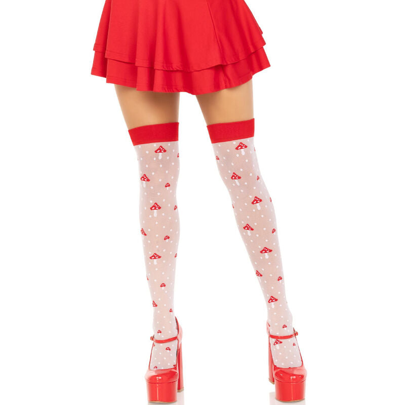 LEG AVENUE - CHAUSSETTES CHAMPIGNONS ROUGES/BLANC