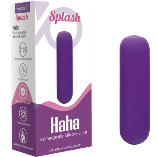 ARMONY - SPLASH HAHA SILICONE VIBRATING BULLET 10 VIBRATIONS 75 X 19 CM PURPLE