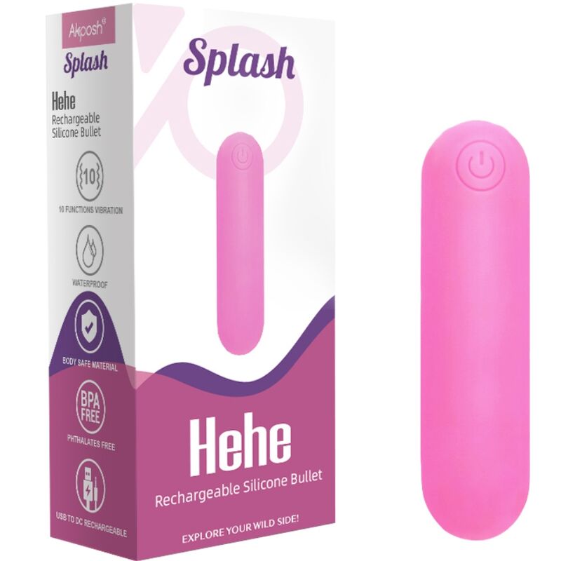 ARMONY - SPLASH HEHE BULLET VIBRANT EN SILICONE 10 VIBRATIONS 65 X 15 CM ROSE
