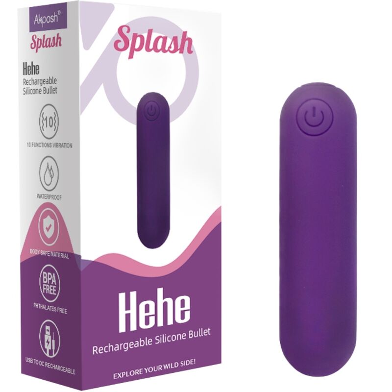 ARMONY - SPLASH HEHE BULLET VIBRANT EN SILICONE 10 VIBRATIONS 65 X 15 CM VIOLET