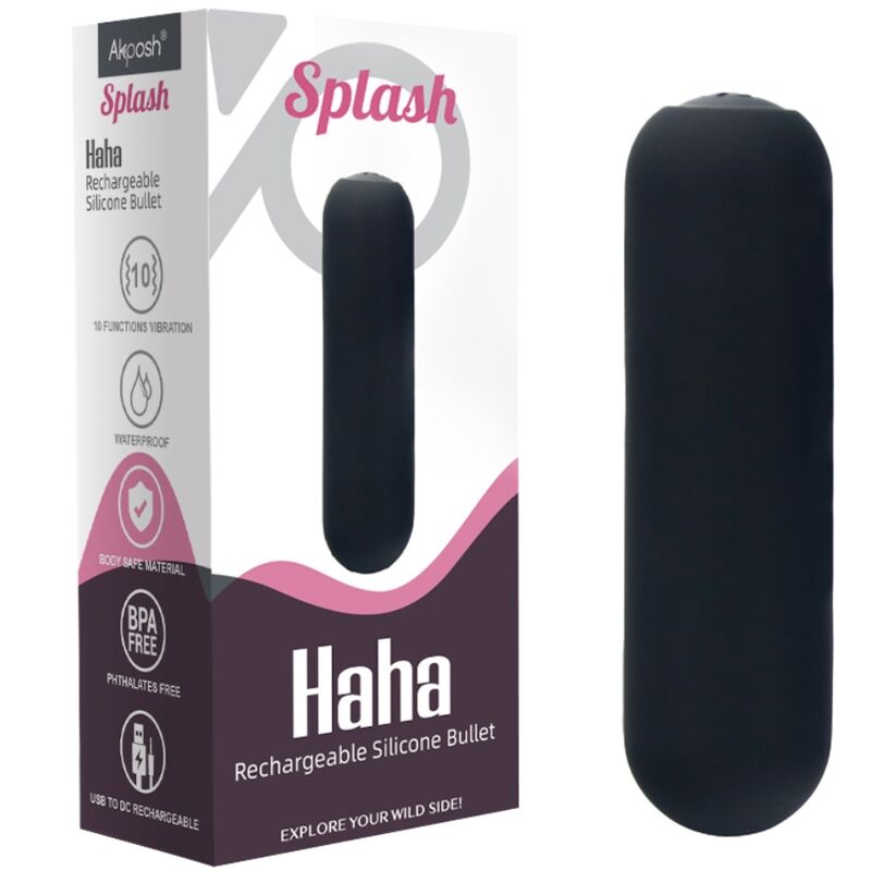 ARMONY - SPLASH HAHA BULLET VIBRANT EN SILICONE 10 VIBRATIONS 75 X 19 CM NOIR