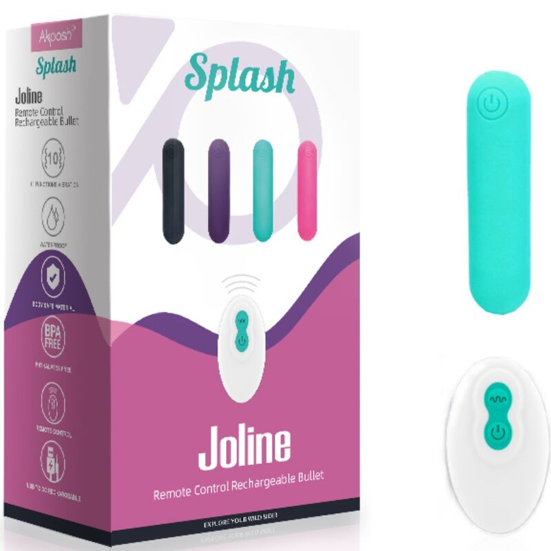 ARMONY - SPLASH JOLINE BULLET VIBRANT EN SILICONE TÉLÉCOMMANDE 10 VIBRATIONS 65 X 15 CM VERT