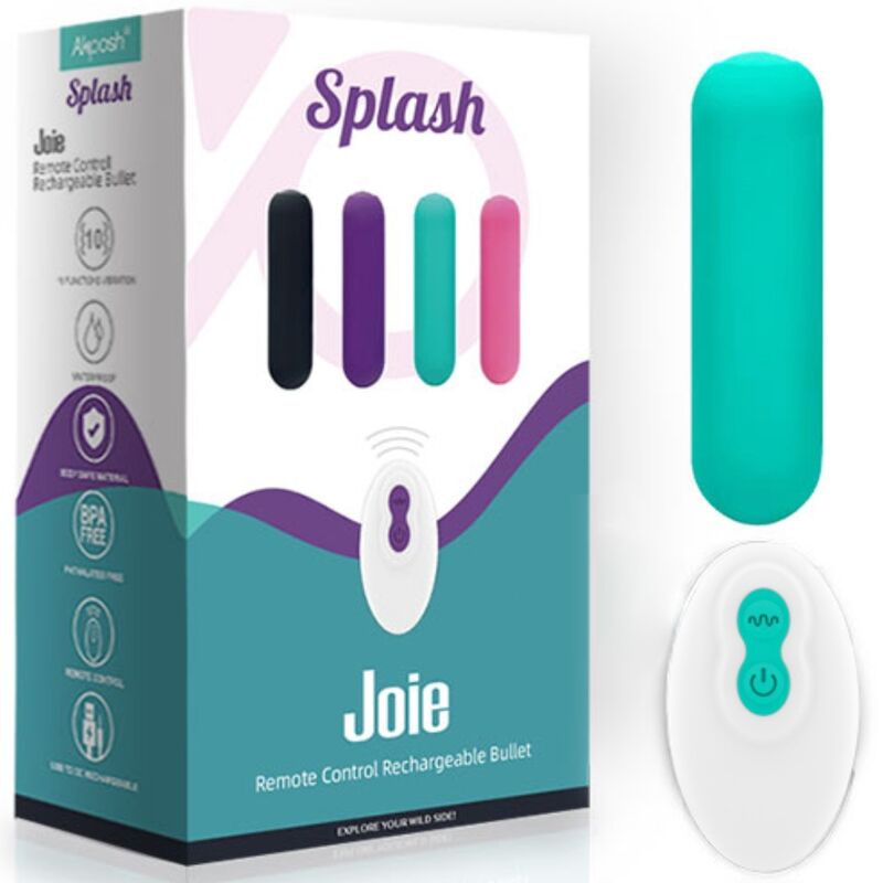 ARMONY - SPLASH JOIE BULLET VIBRANT EN SILICONE TÉLÉCOMMANDE 10 VIBRATIONS 75 X 19 CM VERT