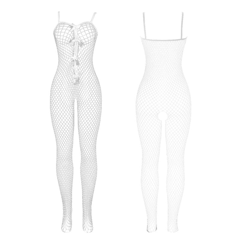 SUBBLIME - 951740 Body résille blanc ouvert à l'entrejambe avec nœuds, taille unique