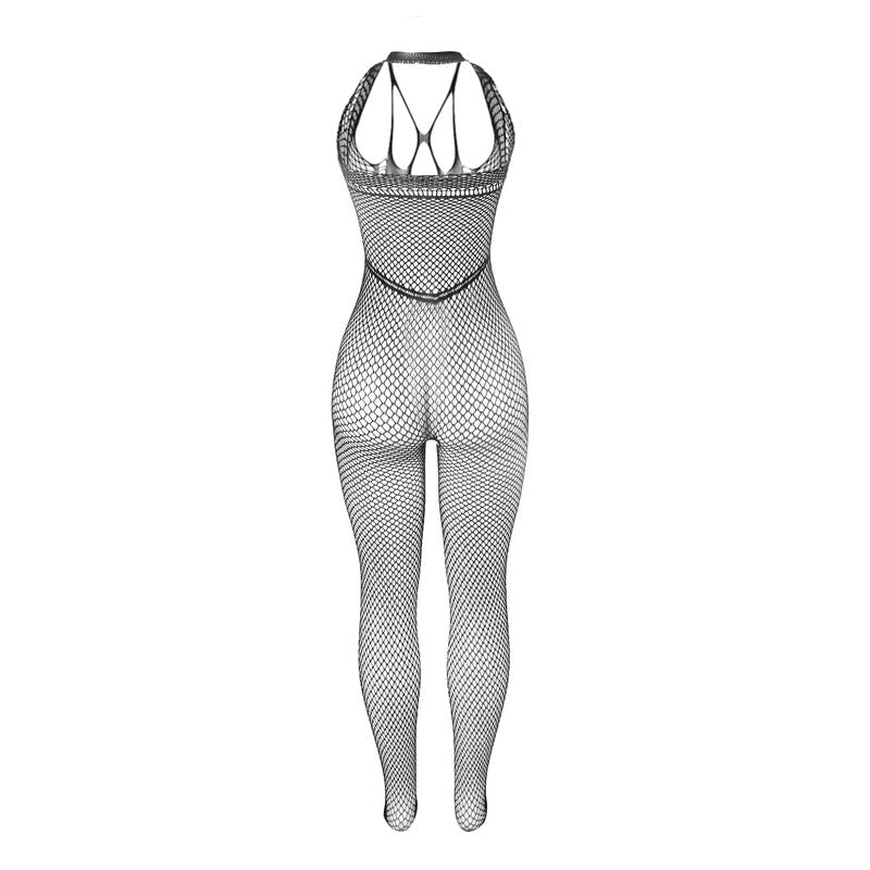 SUBBLIME - 951788 LONG BODYSTOCKING EN RÉSEILLE AVEC BRETELLES POITRINE ET DOS, NOIR, TAILLE UNIQUE