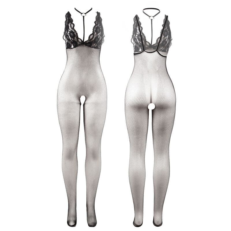SUBBLIME - 951993 BODYSTOCKING EN RÉSILLE NOIR TRANSPARENT SANS FOURCHE TAILLE UNIQUE