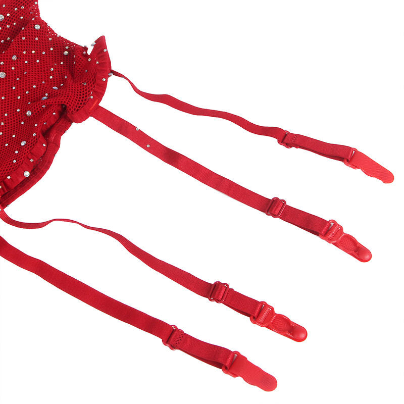 SUBBLIME - 952181 Body résille avec gants et losanges rouges, taille unique