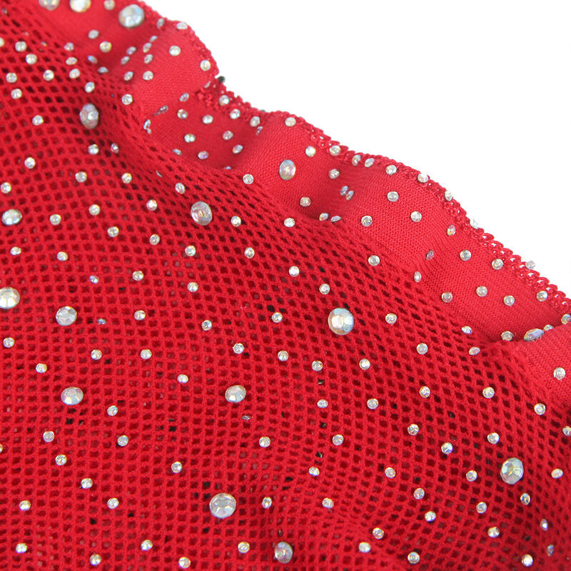 SUBBLIME - 952181 Body résille avec gants et losanges rouges, taille unique
