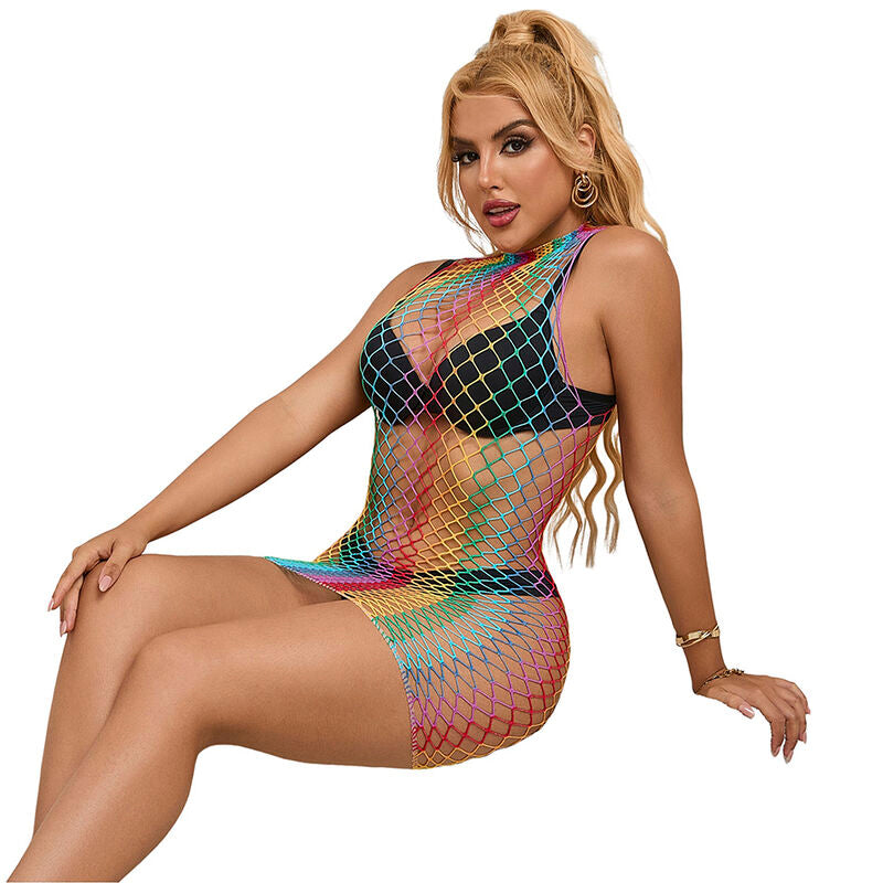 SUBBLIME - 952433 Robe résille sans manches à col montant arc-en-ciel, taille unique
