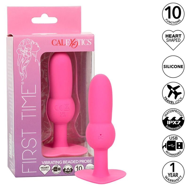 CALEXOTICS - PREMIER PLUG ANAL AVEC PERLES 10 VIBRATIONS ROSE