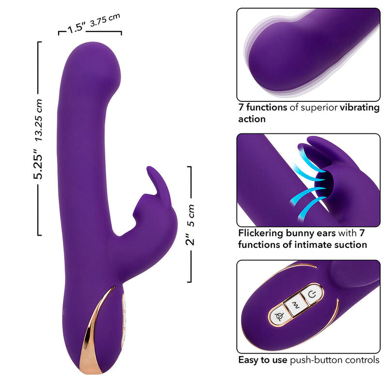 CALEXOTICS - JACK RABBIT VIBRATOR AND STIMULATOR 7 LEVELS OF VIBRATION AND SUCTION BLUE