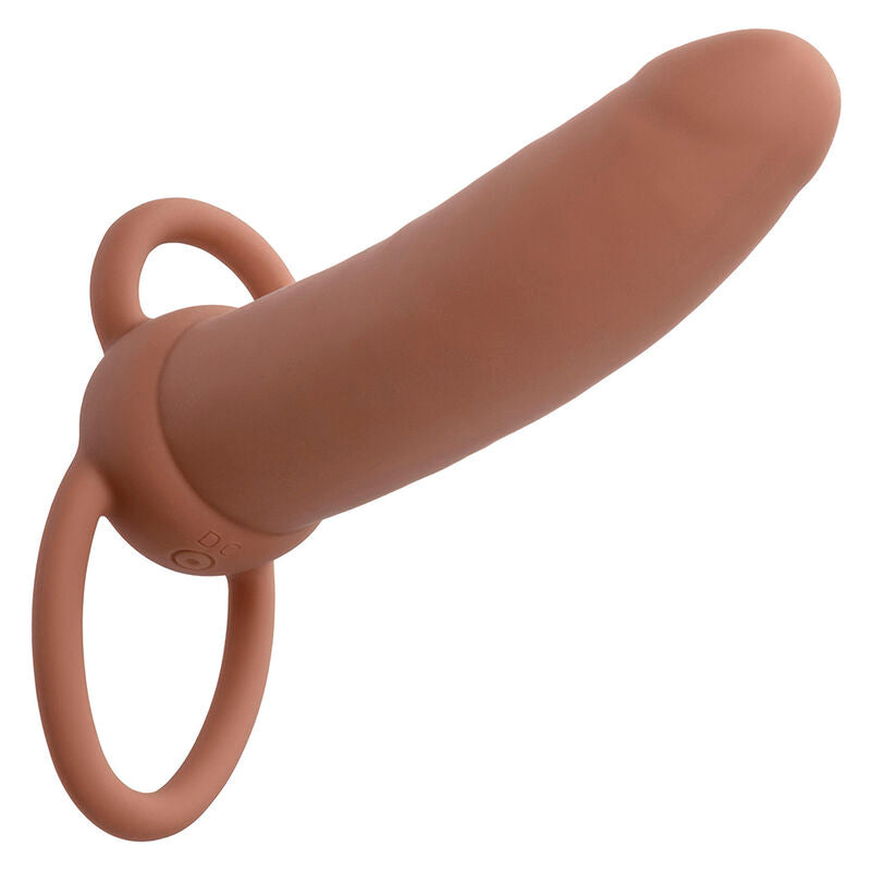 CALEXOTICS - MAXX DOUBLE PÉNÉTRATEUR ÉPAIS 10 VIBRATIONS MULÂTRE