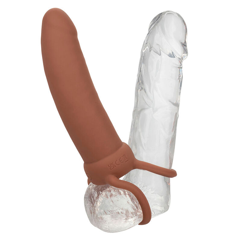 CALEXOTICS - MAXX DOUBLE PÉNÉTRATEUR ÉPAIS 10 VIBRATIONS MULÂTRE